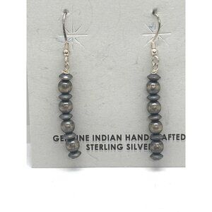 Mason Lee Navajo Sterling Silver Pearl Dangle Earrings Handmade Native American